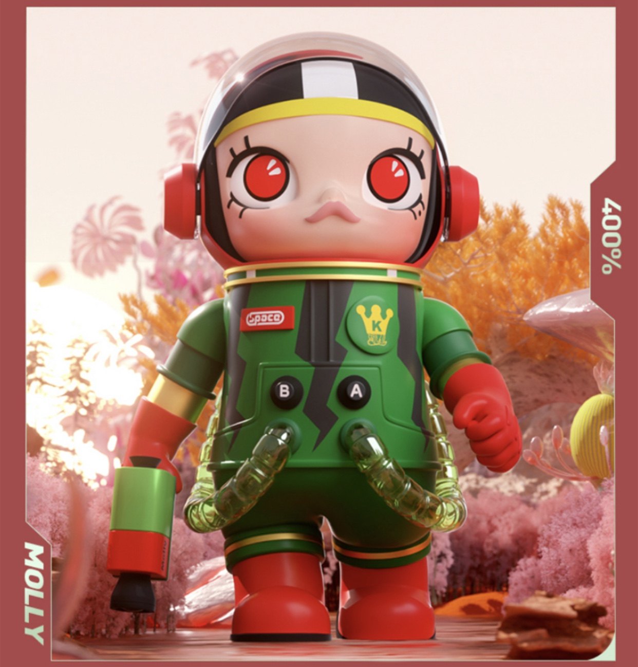 包邮泡泡玛特molly茉莉西瓜大娃400mega珍藏系列限量潮玩盲盒