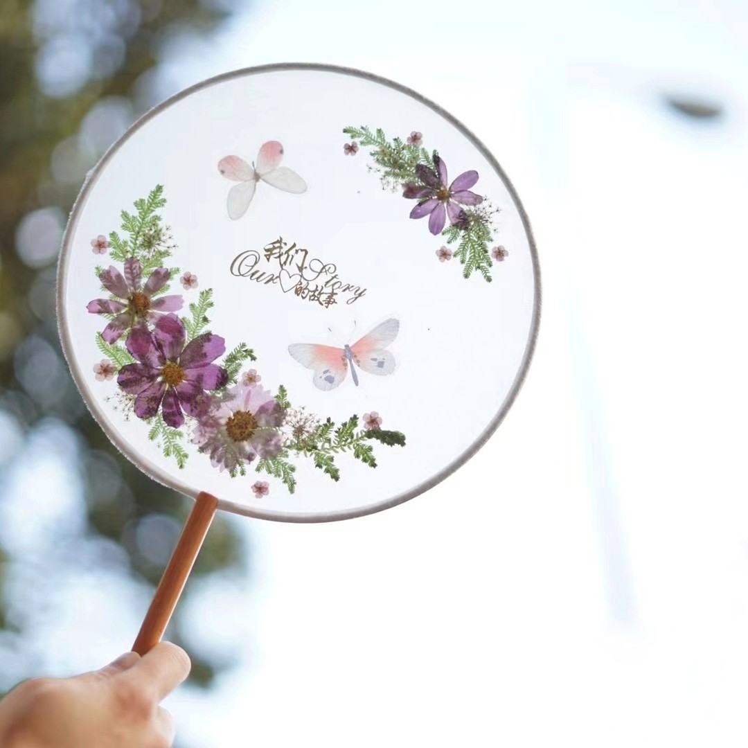 惟心如初原创手作押花扇子新娘手捧花