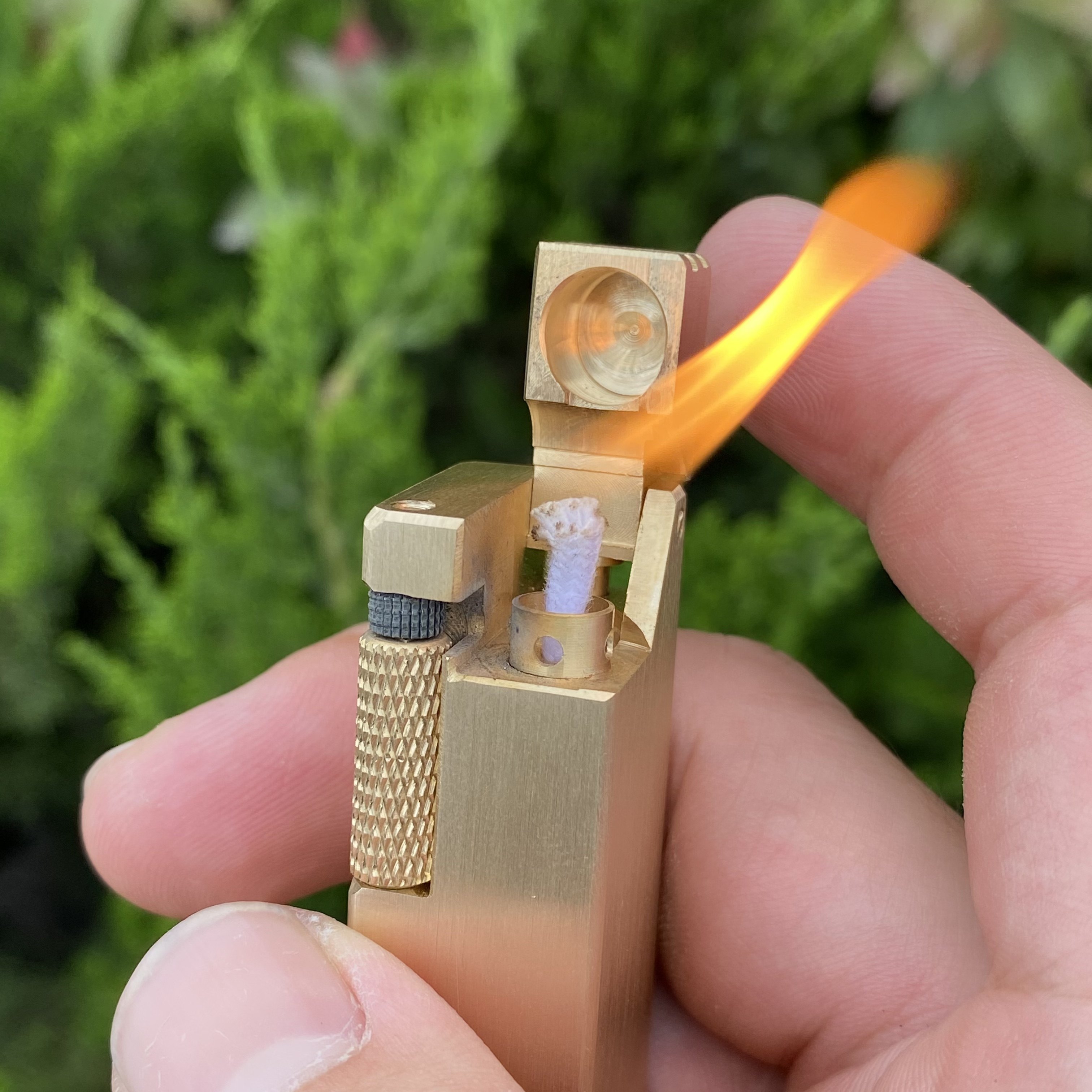 铜化手工纯铜鱼肠2号煤油打火机实心黄铜侧滑煤油打火机