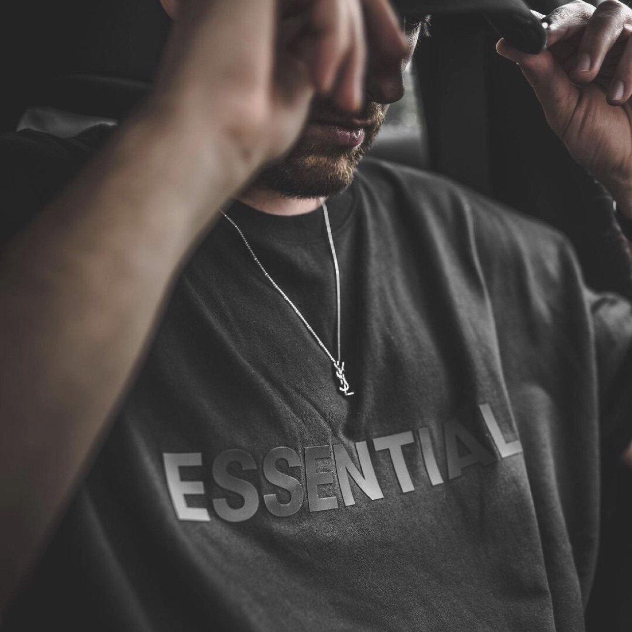 fogfearofgodessentialst长袖宽松圆领字母印花t恤