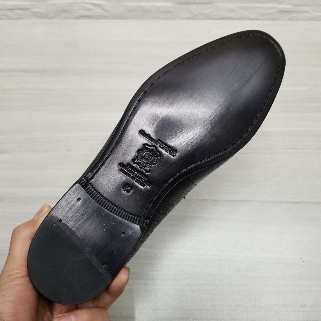 意大利产全鸵鸟男鞋商务套脚男士皮鞋上线皮底正装皮鞋