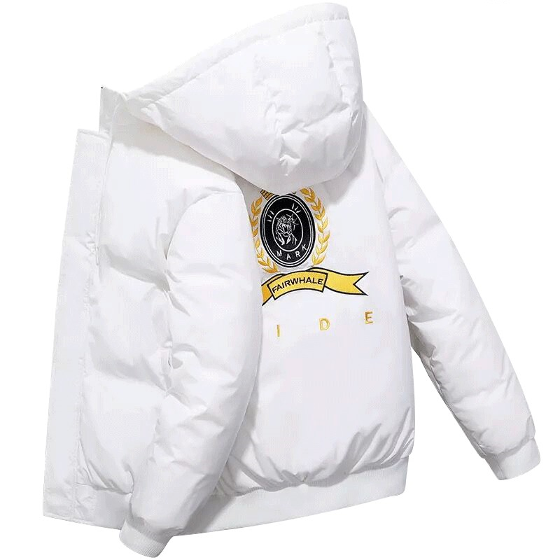 马克华菲羽绒服男士2021年冬季新款高端潮牌白色连帽短款加厚面包
