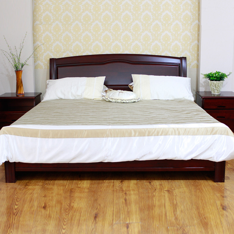 实木双叶18米简约床婚卧室中式家具新中式榆木实木床