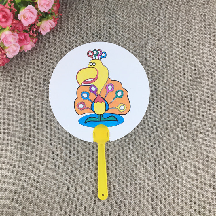 儿童小扇扇子绘画空白diy幼儿园画画卡通涂鸦扇子