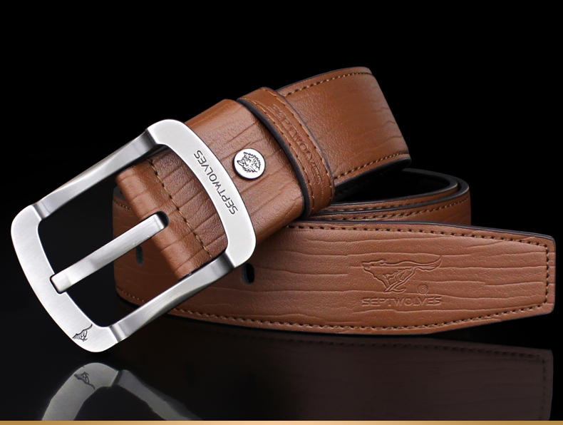七匹狼针扣皮带男士真皮正品腰带牛皮名牌商务休闲宽裤带男韩版潮