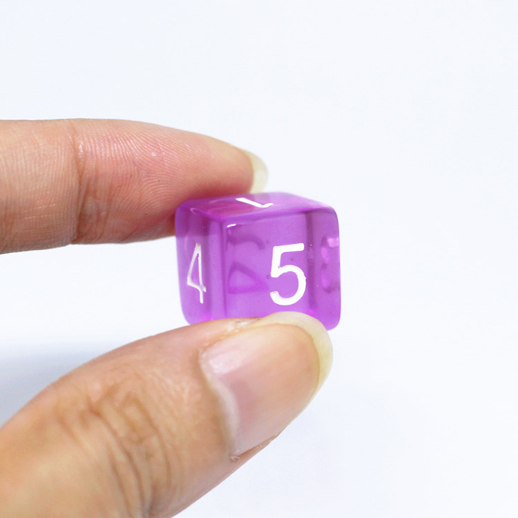 透明六面数字骰子早教教具桌面游戏面彩色色色子