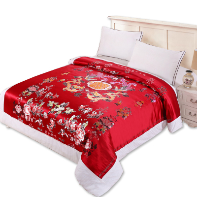 杭州丝绸织锦缎被面婚庆软锻结婚绸缎被罩龙凤百子被套 原价158元