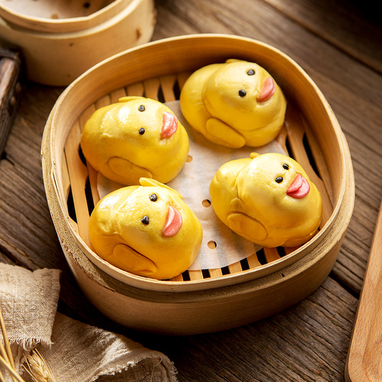 卡通鸭仔包大黄鸭紫薯馅10只装450g速冻面食儿童早餐馒头包子包装