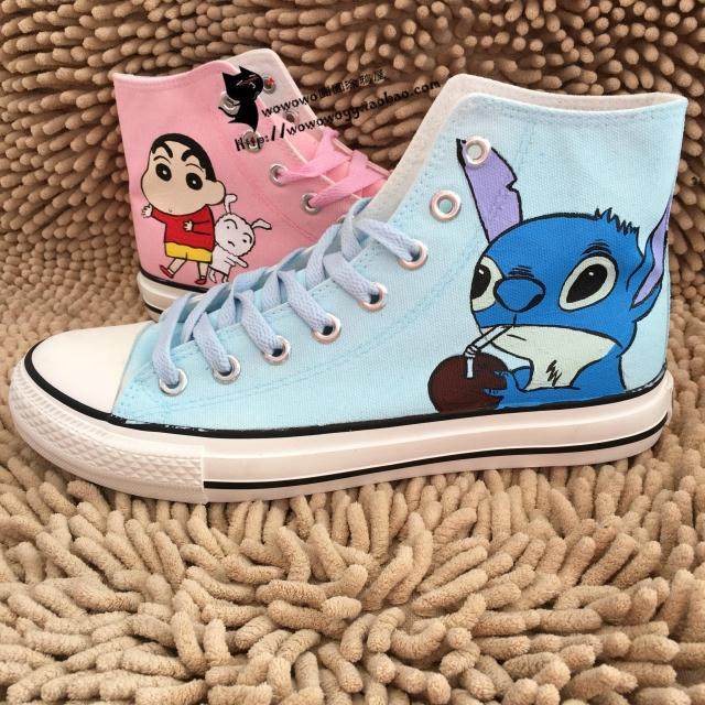 卡通动漫系列板鞋涂鸦时尚休闲手绘平底布鞋包邮帆布鞋