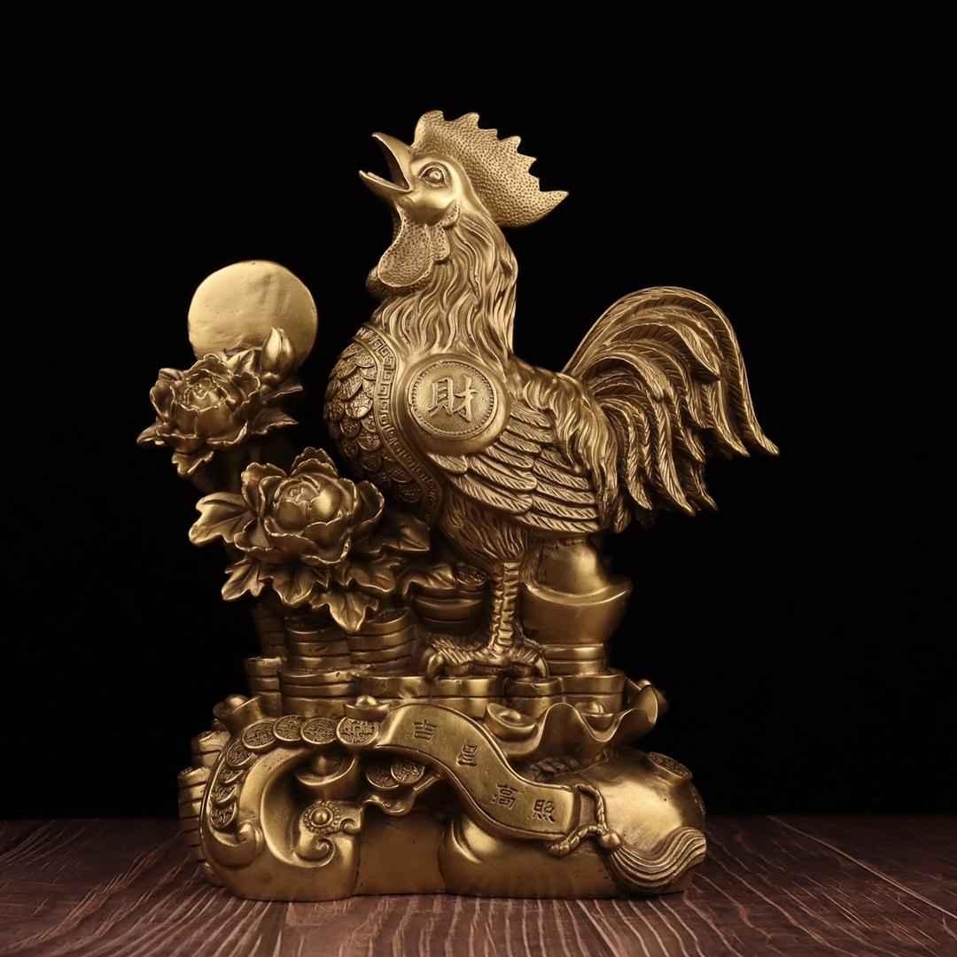 金鸡摆件花开富贵如意雄鸡家居办公室开业乔迁礼品摆件