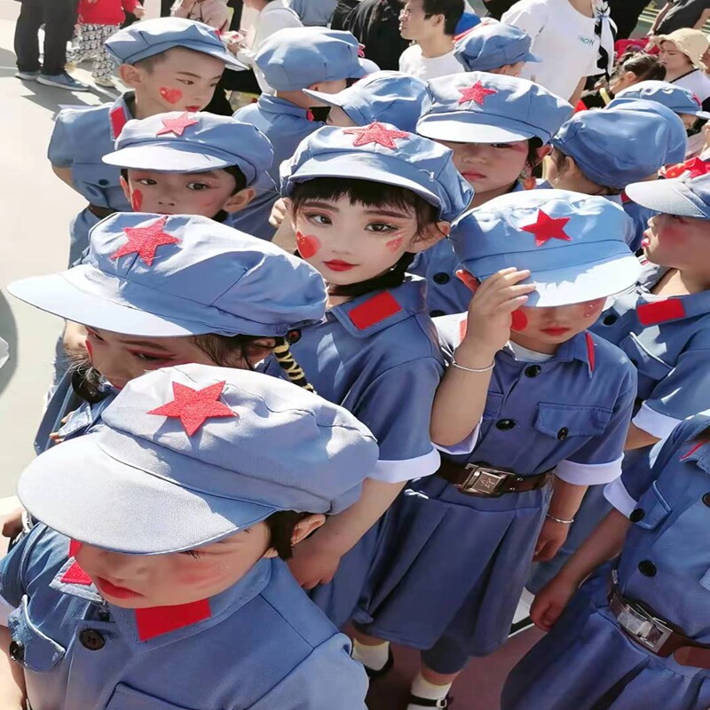 儿童小红红军星星闪烁舞蹈演出服闪闪红星幼儿儿童演出服