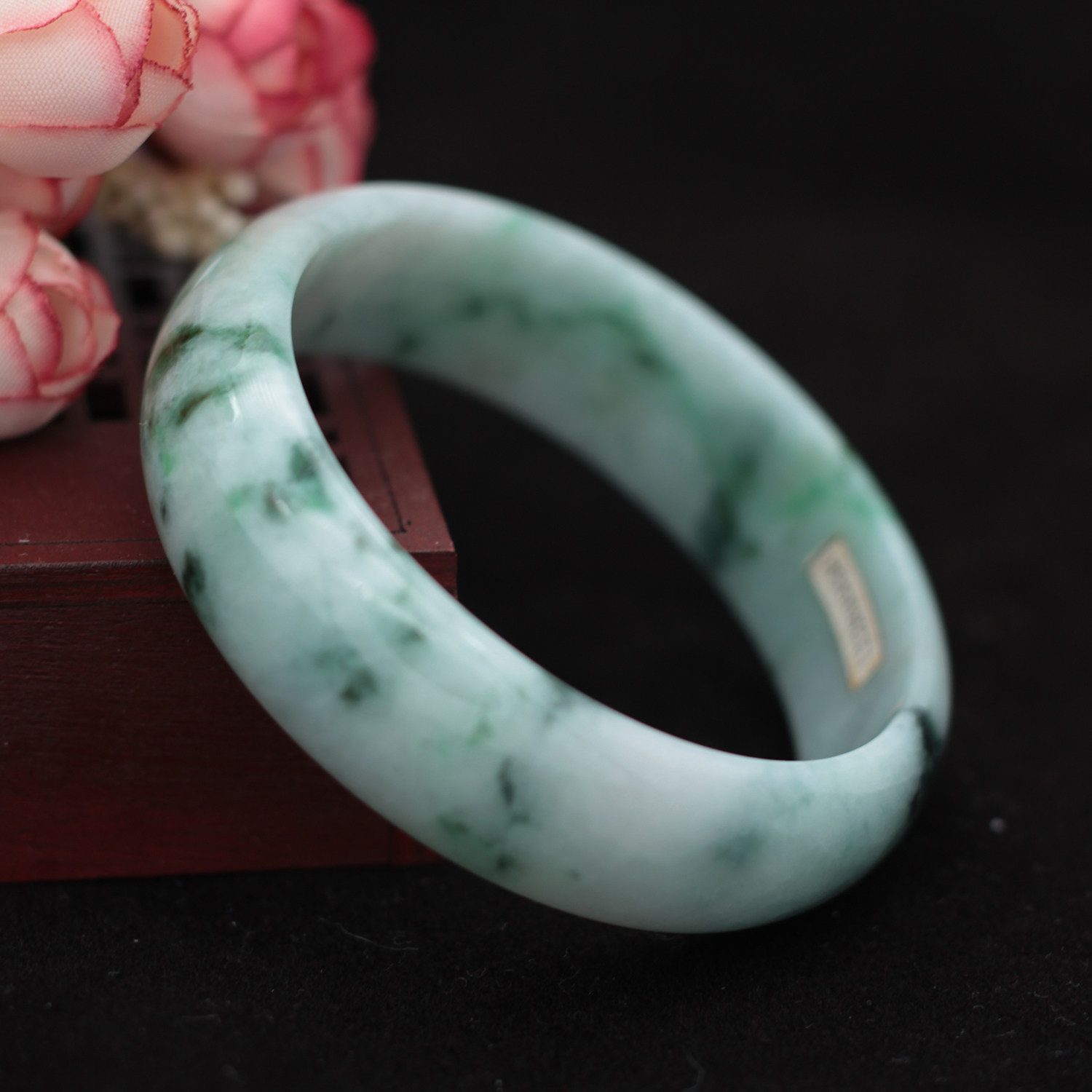 58mm正品天然翡翠手镯糯种绿飘缅甸翡翠玉石镯子手镯