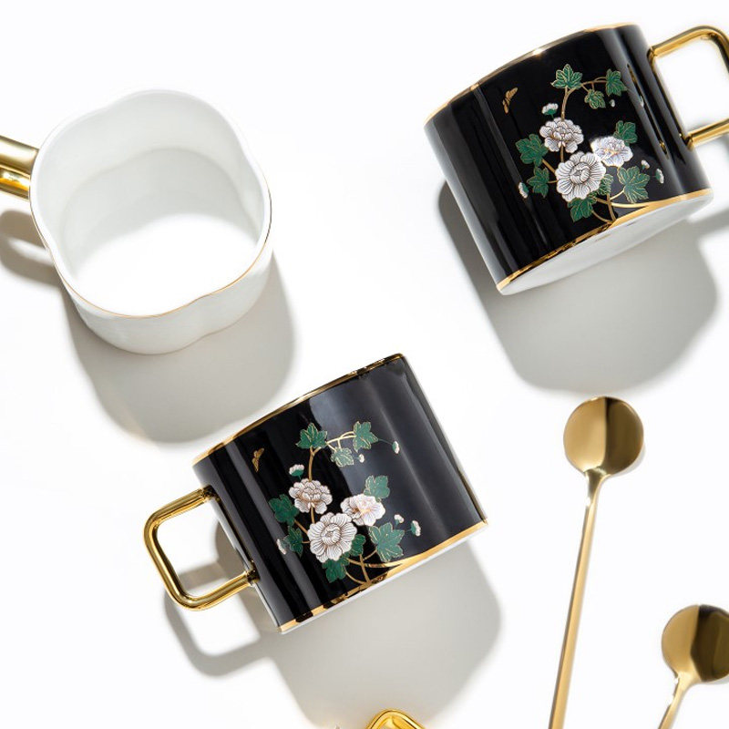 故宫博物院文创花蝶咖啡杯水杯带勺淘宝旗舰店联名系列文化创意杯子