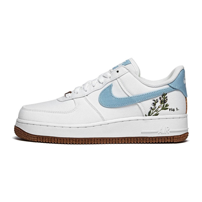 nikeairforce1空军一号af1白蓝植物刺绣女款低帮运动休闲鞋
