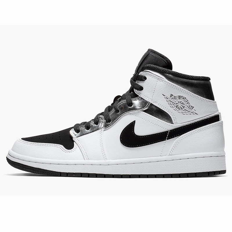airjordan1mid黑白金属液态银aj1小伦纳德中帮篮球鞋554724121