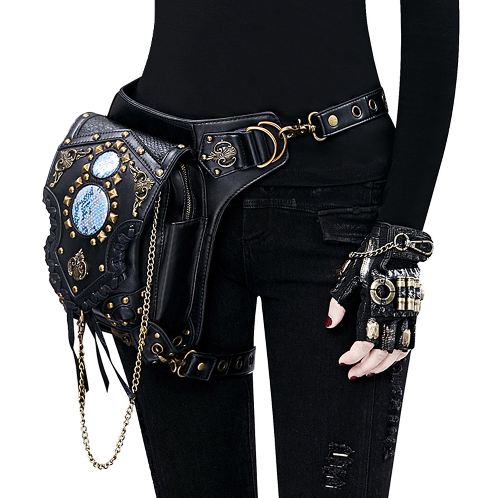 新款多功能单肩蒸汽朋克独家复古摇滚哥特式男士通用款女包