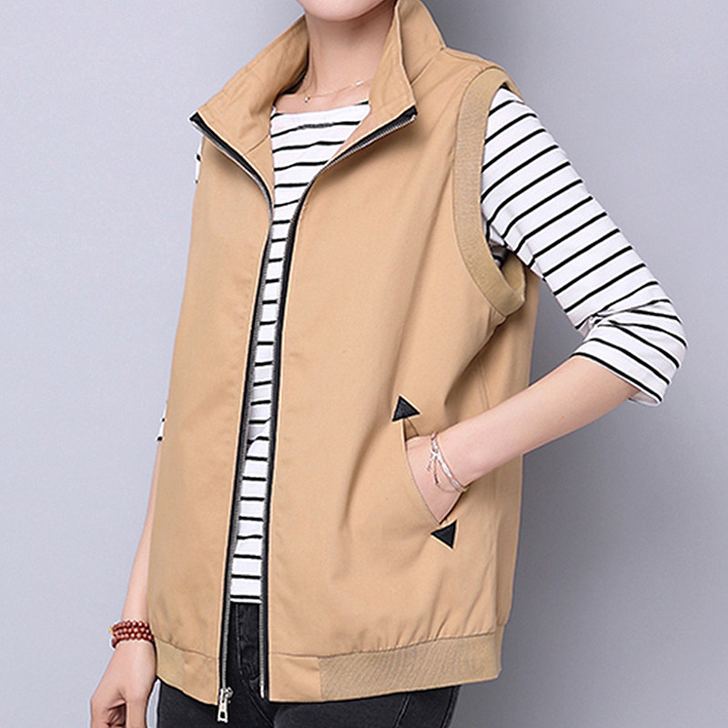 马甲女春秋短款中年妈妈宽松大码小背心坎肩中老年人女士秋装马夹