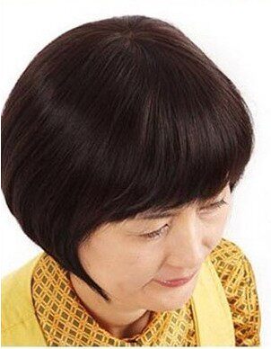 艾丝菲 真发假发 中老年女士波波头短发 年轻妈妈bobo头