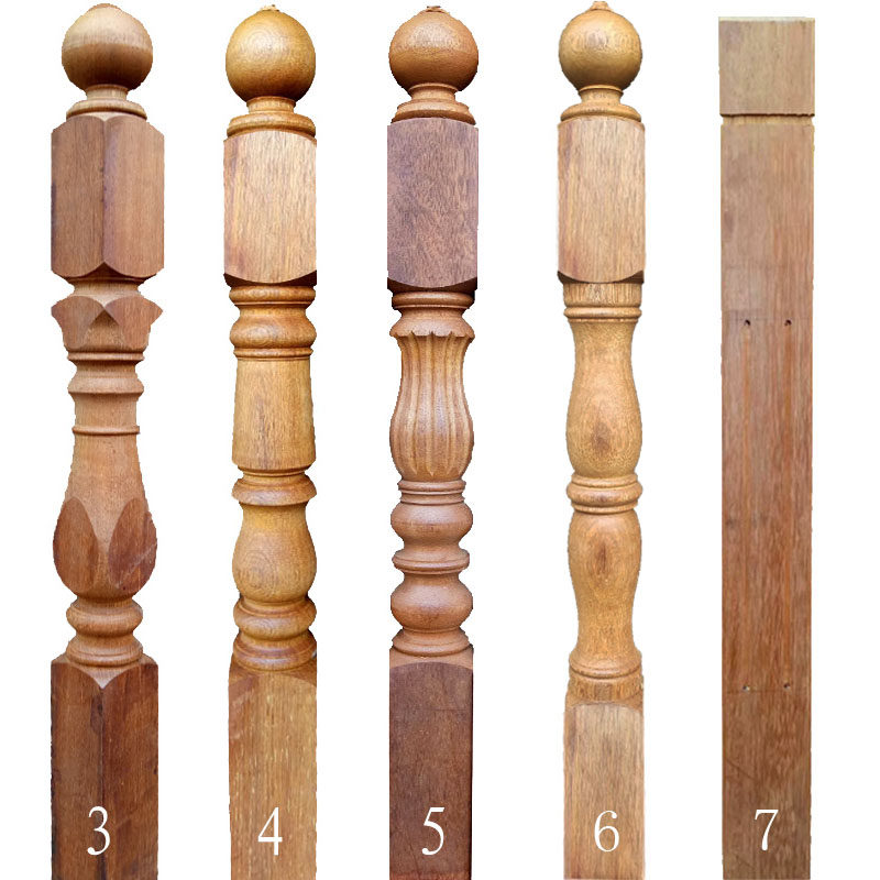 印尼菠萝格楼梯扶手将军柱转角大立柱防腐防虫室内户外装修材料