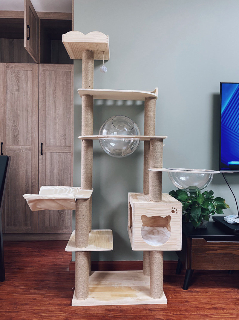 萌助猫架实木猫趴架大型猫爬架太空舱猫窝猫咪架子猫爬架