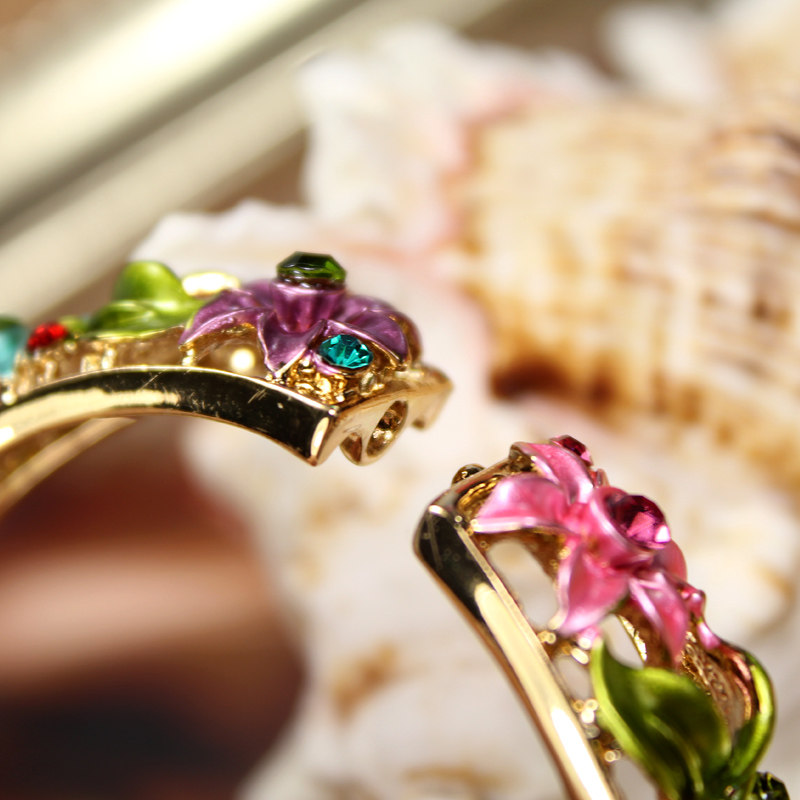 手镯宽女新款古典时尚流行手工饰品水钻手环景泰蓝手镯民族风镯子