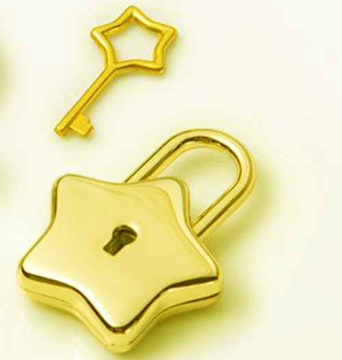 实用星星锁五星小挂锁箱包抽屉包包锁青古浅金银色送礼情人节礼物