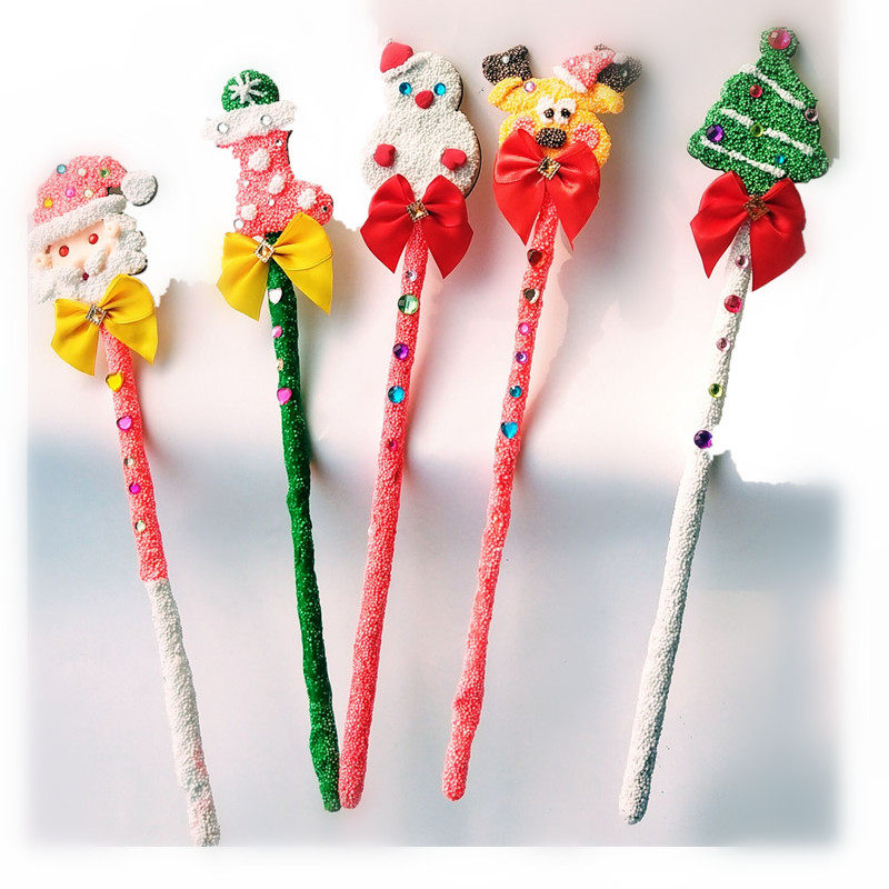 手绘魔法棒魔仙仙女手工材料diy粘土雪花珍珠白模填色