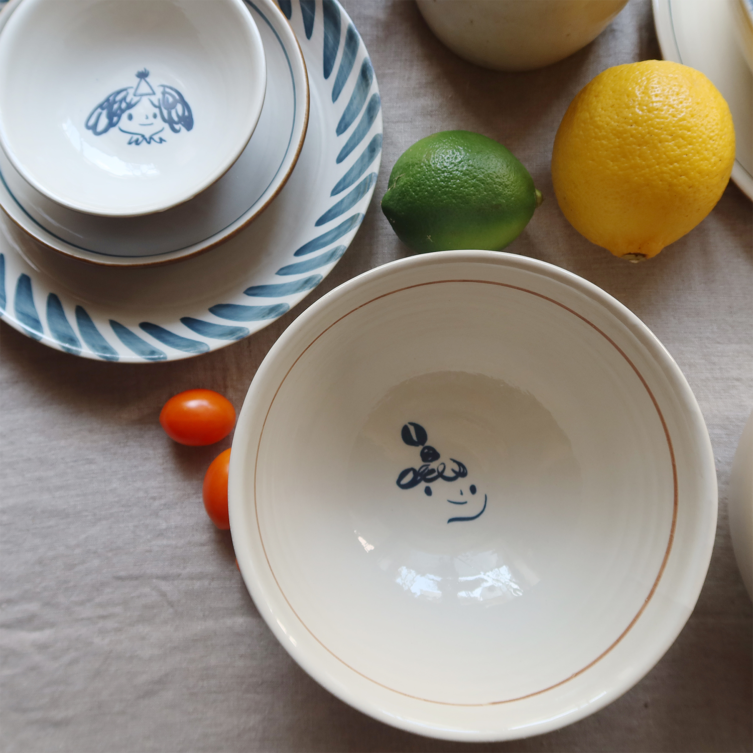 brutcake新品微笑暖心面汤手绘汤碗中彩日式碗