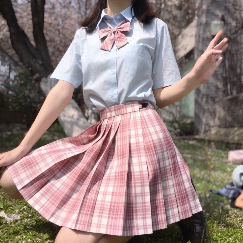 粉格制服jk星云nebula短裙百褶裙繁花创格原创学生校服