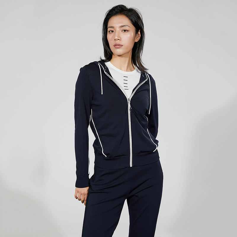 rapido雳霹春季新款针织休闲服女士运动连帽时尚运动茄克