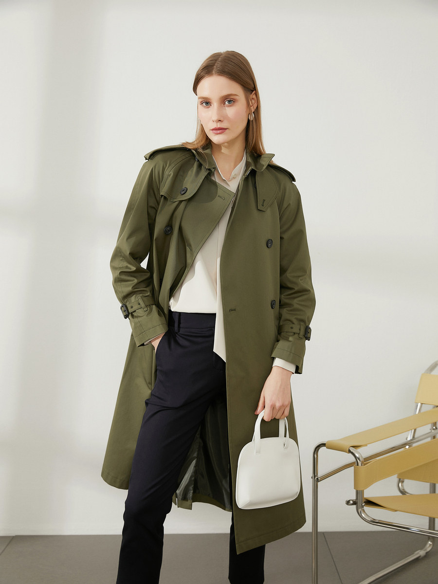 beanpole滨波秋季新品女士通勤字型长款收腰风衣