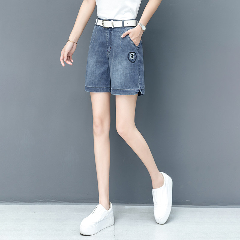 牛仔裤五分裤女宽松筒裤4分中裤浅色牛仔短裤休闲裤