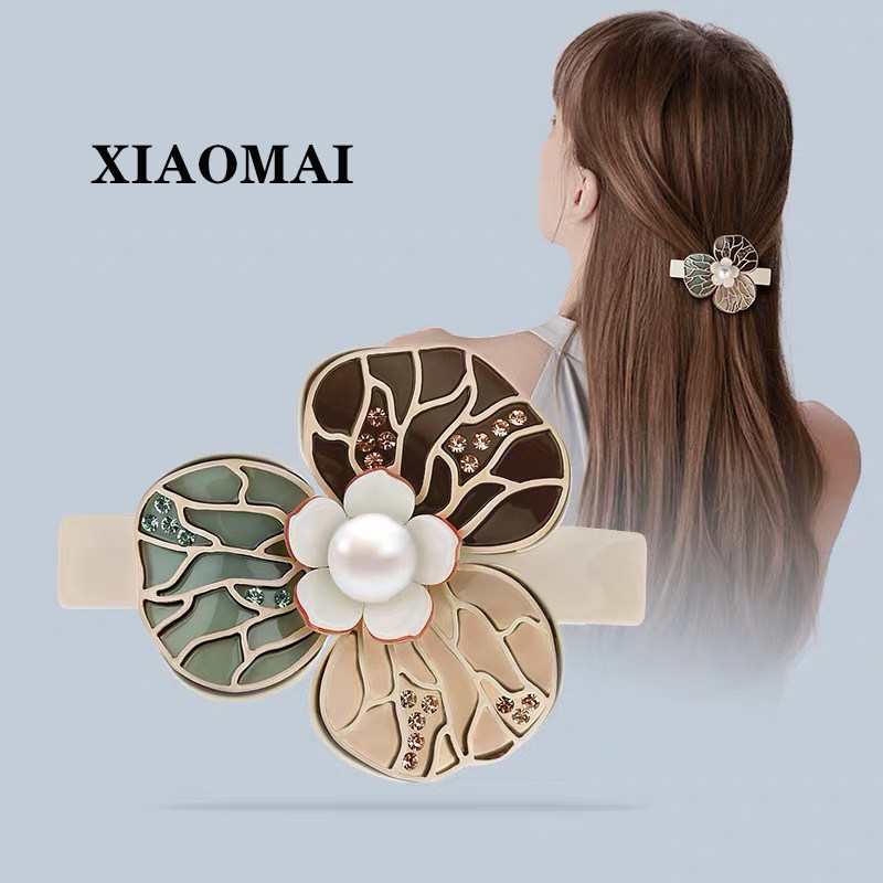 亚历山大发夹弹簧发饰水钻顶夹一字花朵发卡卡子发饰