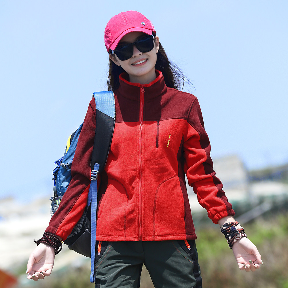 秋冬户外女装女士绒衣摇粒绒开衫外套拉链休闲抓绒衣