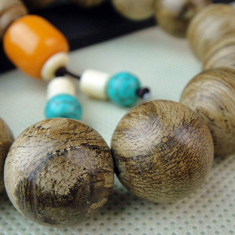 马来西亚沉香佛珠16mm东马水沉料甜凉花香手串沉香手链a402号