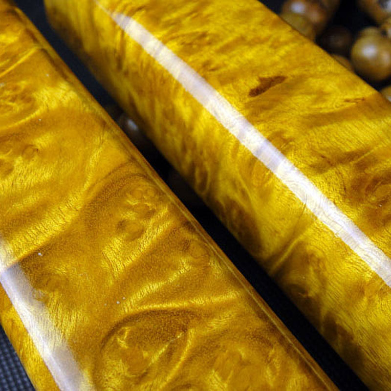 木檀世家黄金樟瘿木瘤影子木镇30cm水波波纹镇纸瘿木雕