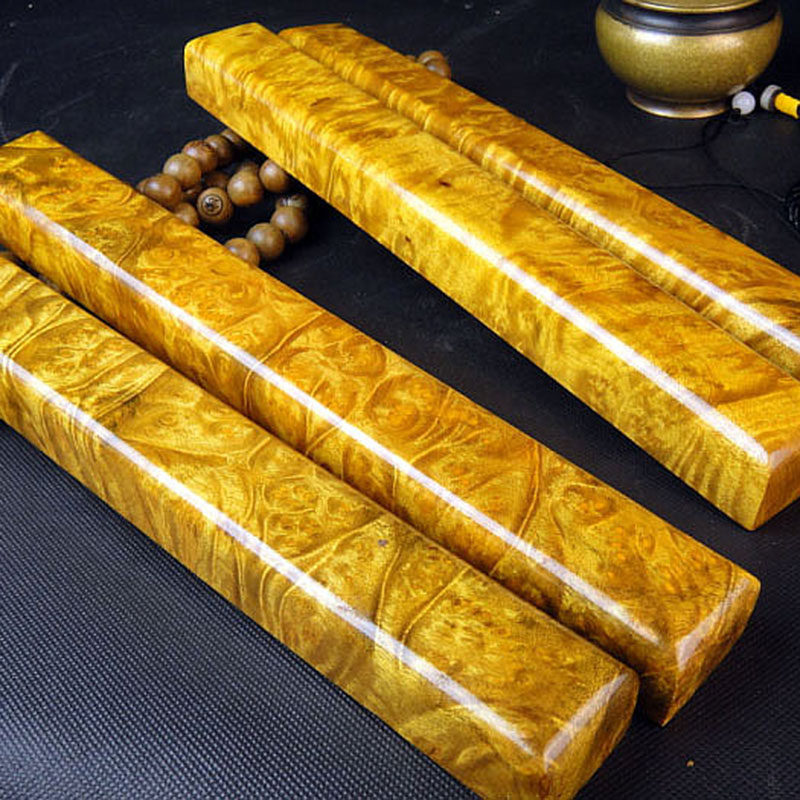 木檀世家黄金樟瘿木瘤影子木镇30cm水波波纹镇纸瘿木雕