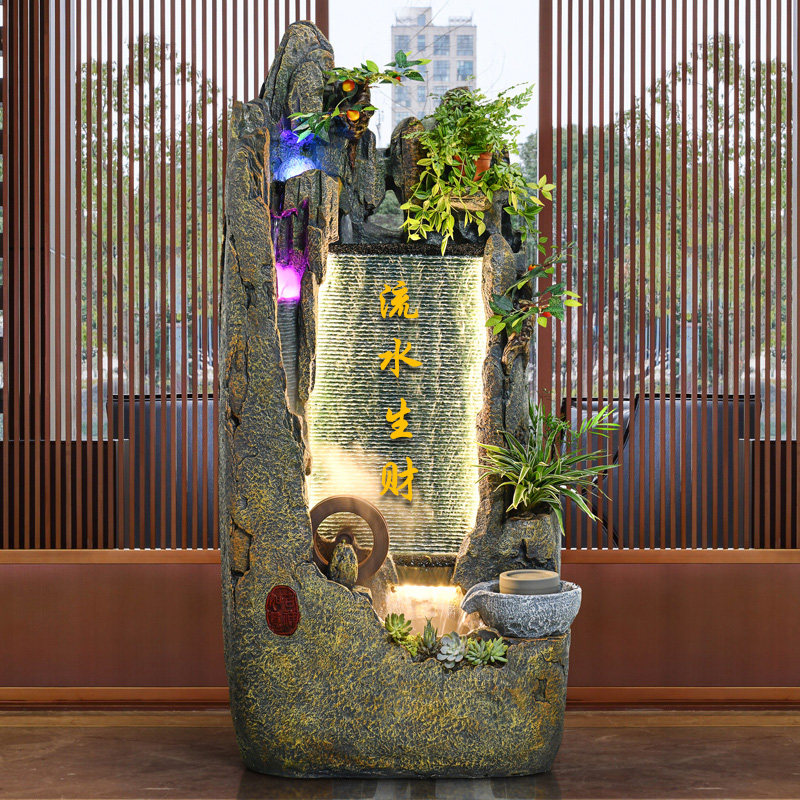 大型落地假山流水喷泉摆件办公室餐厅门店招财摆件