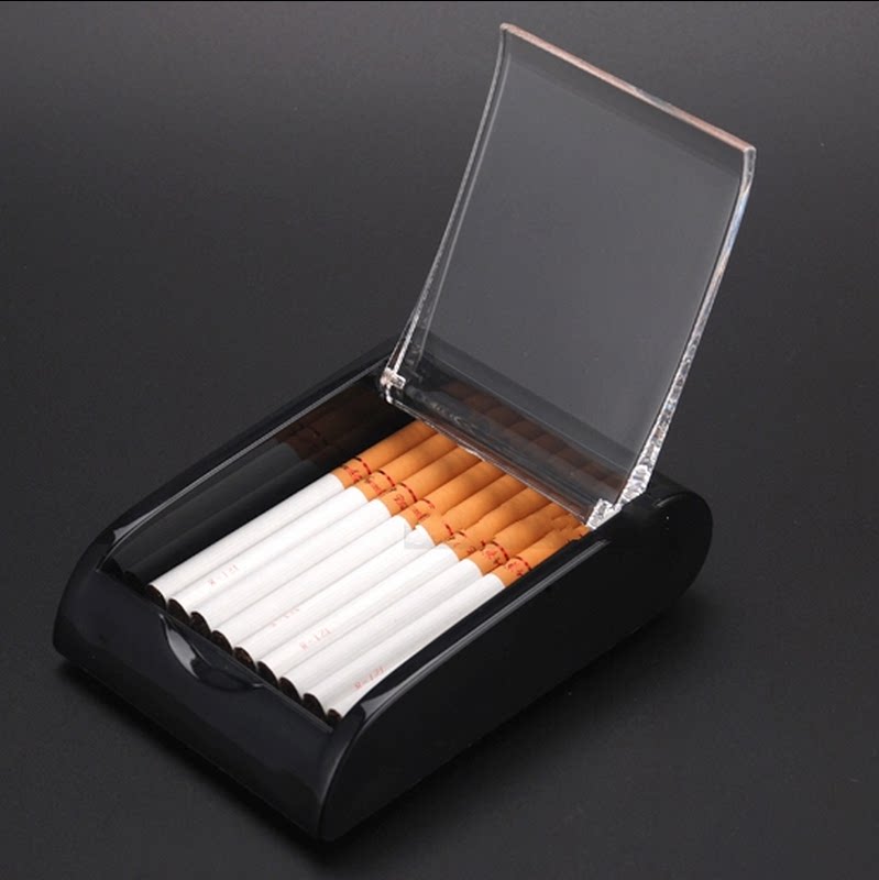 男士商务透明亚克力烟盒20支酒店桌面翻盖防尘烟盒