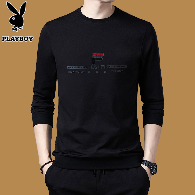 秋冬季男士长袖t恤纯棉加绒加厚圆领卫衣保暖秋衣上衣外穿打底衫