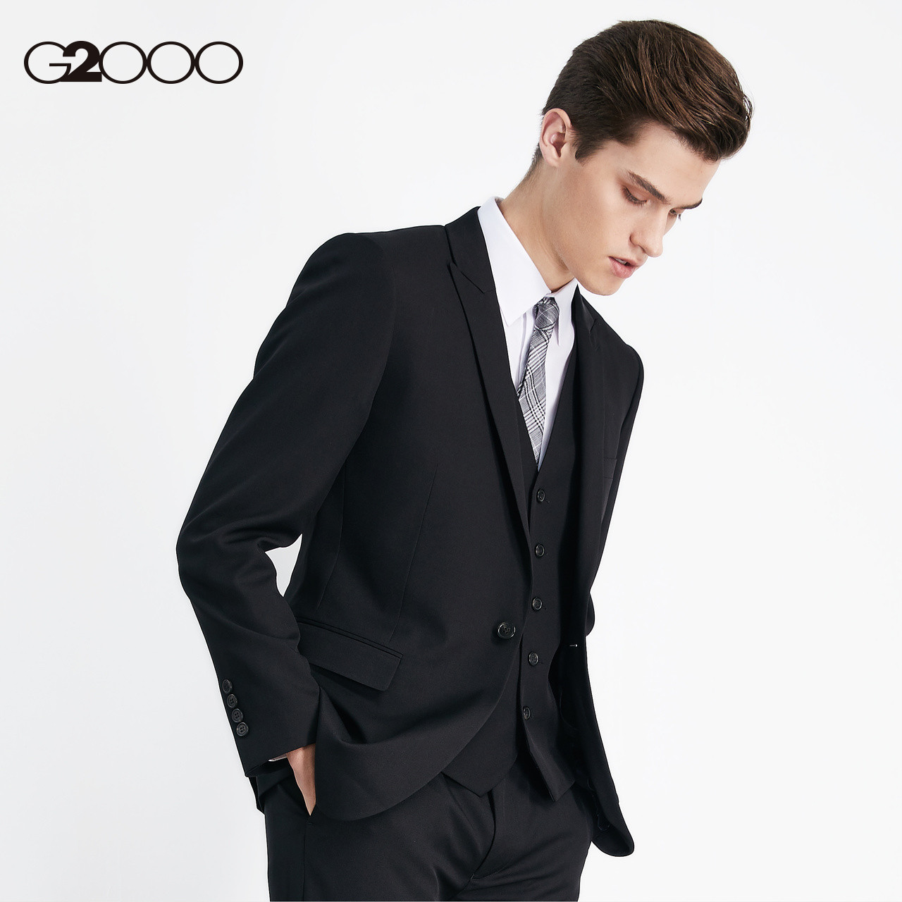 g2000商务正装修身西装男 新款时尚帅气结婚黑色西服外套