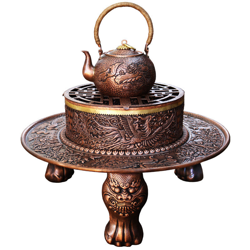 铜之火盆纯紫紫铜手工加厚火炉取暖烤火火烧烧烤炉