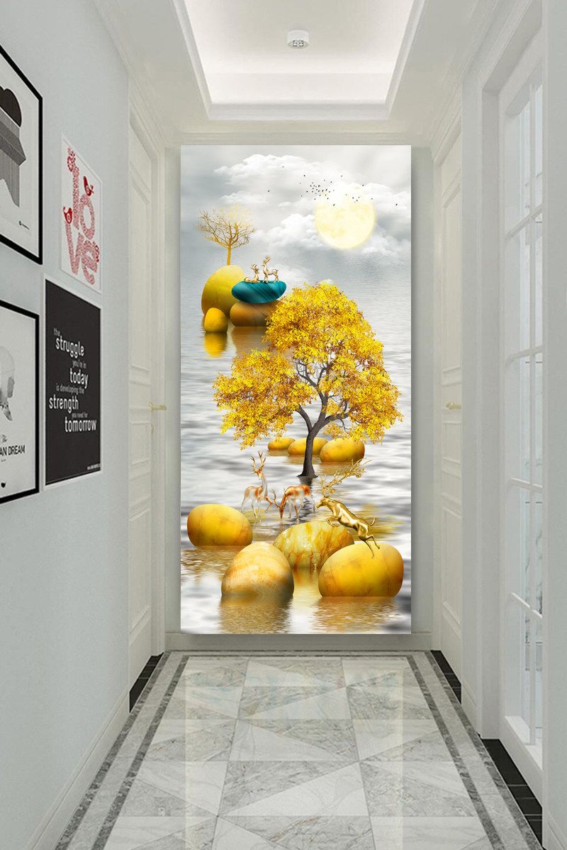 贴画自粘玄关过道3d立体入户走廊美容院背景墙贴