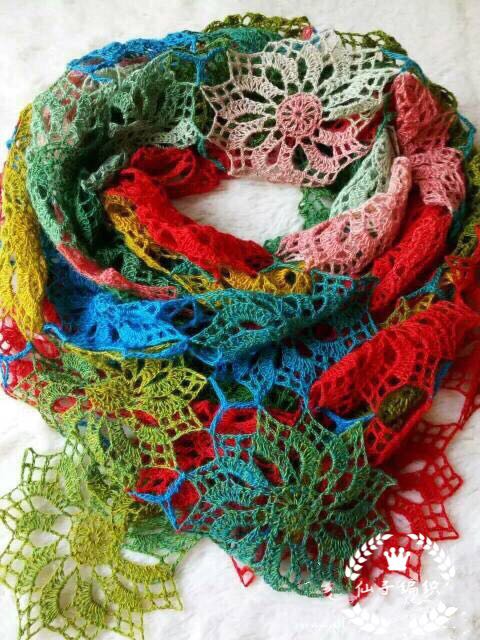 扶瑶编织手工披肩两用进口毛线钩织风车车花毛线