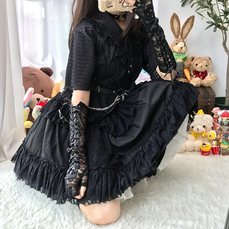 洛丽塔jk黑暗镂空半指花嫁复古情趣薄款女长手套