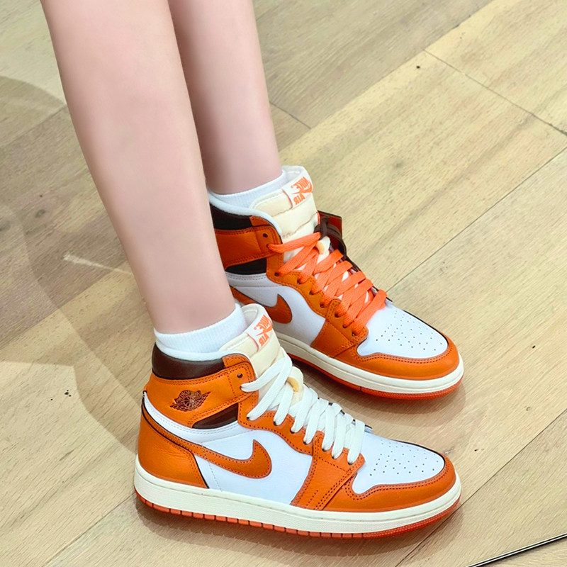 airjordanhighogaj1白橙小扣男女女同高帮篮球鞋