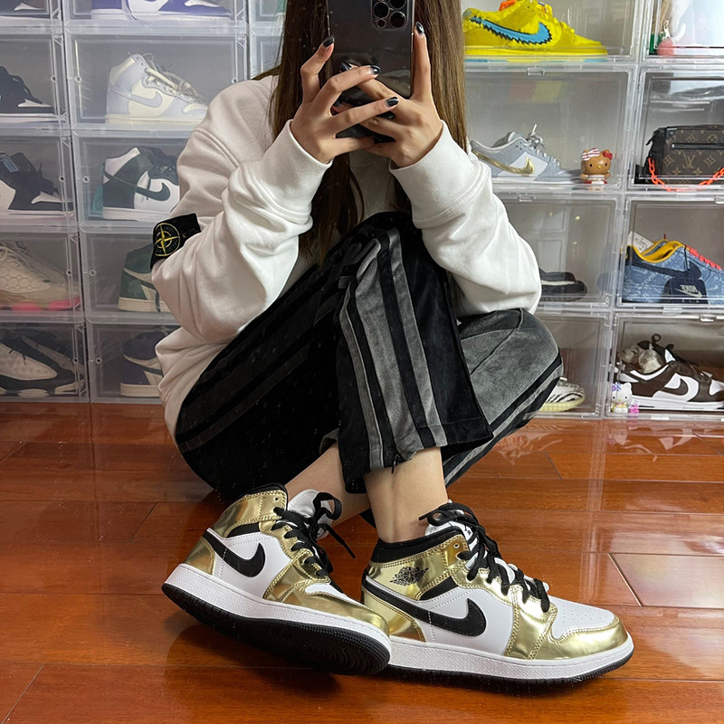 airjordanmidaj1中帮女款液态金休闲休闲篮球篮球鞋