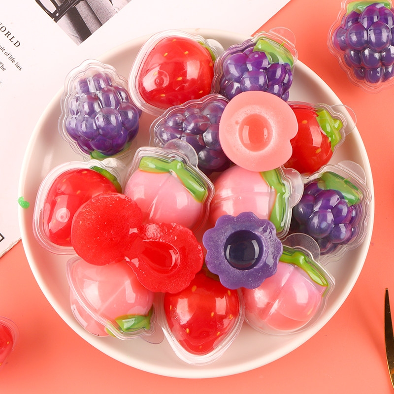 3d爆浆流心软糖白桃草莓夹心果汁qq橡皮糖糖果