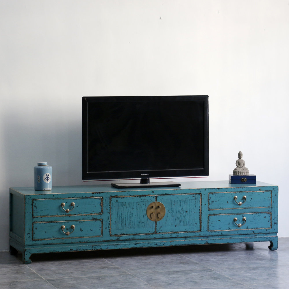 新中式储物柜明清地柜实木古典仿古矮柜做旧电视柜电视柜