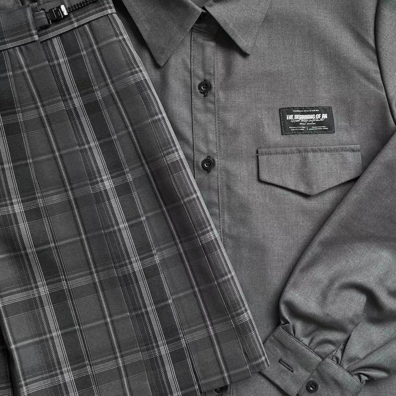 半身百搭灰黑百褶裙学院笔记神仙灰色jk正版半身裙